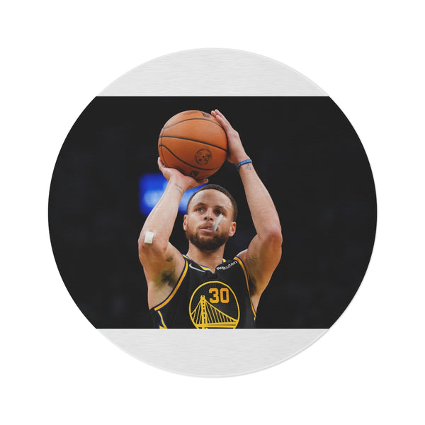 "Curry Swish Round Rug: Slam Dunk Style!"