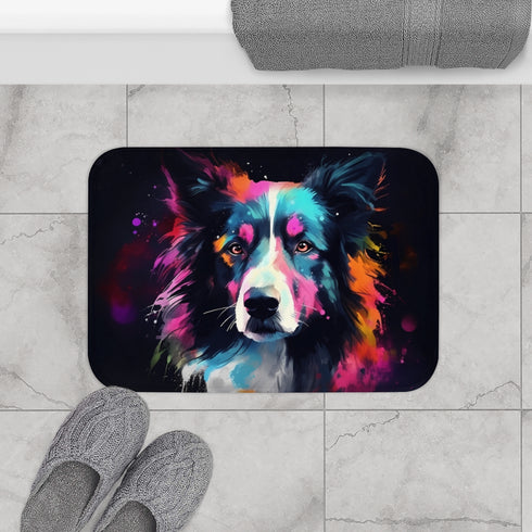 Cute Collie Luxury Memory Foam Bath Mat - Bathroom Lifestyle View