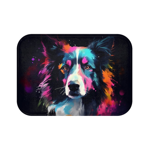 Cute Collie Luxury Memory Foam Bath Mat - Top View