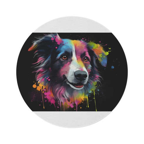 "Cute Collie Round Rug: Pawsitively Adorable!"