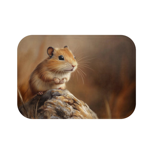 "Cute Mongolian Gerbil Bath Mat: A whimsical addition to your bathroom decor!"