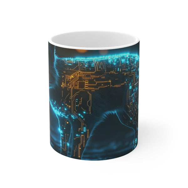 Cyber Fox Glow Circuitry Mug