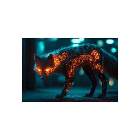 Cyber Fox With Glowing Circuitry Art