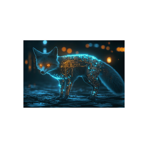 Cyber Fox with Glowing Circuitry Design