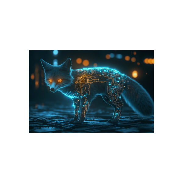Cyber Fox with Glowing Circuitry Design