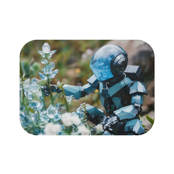 "Cyber Gardener Bath Mat: Futuristic Design"