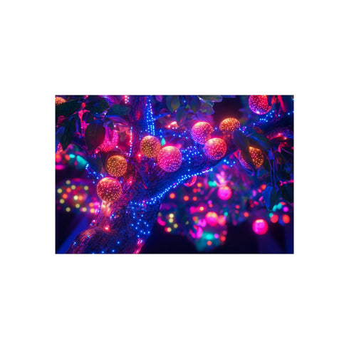 Cyber Tree Neon Fruit Art