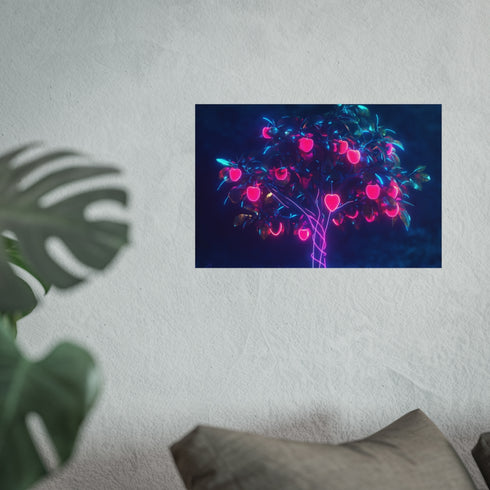 Cyber Tree with Neon Fruit Design