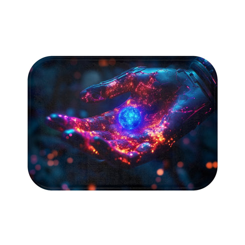 Cybernetic Hand Galaxy Bath Mat