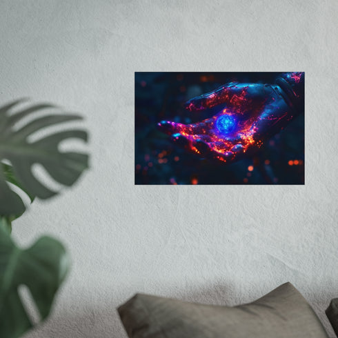 Cybernetic Hand Holding Tiny Galaxy