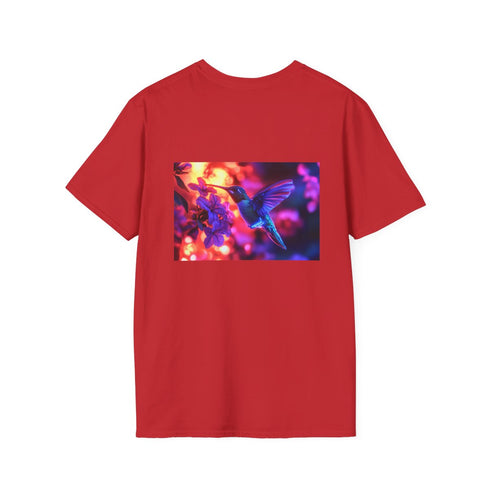 Cybernetic Hummingbird Neon Flowers T-Shirt