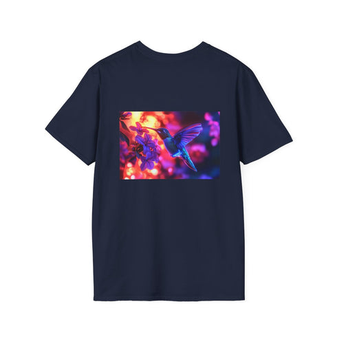 Cybernetic Hummingbird Neon Flowers T-Shirt