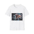 Cybernetic Octopus Tangled in Data Lines Graphic Unisex Softstyle T-Shirt - Front View
