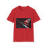 Cyborg Butterfly Perched on Sword Graphic Unisex Softstyle T-Shirt - Red Variant