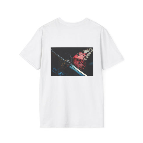 Cyborg butterfly perched on sword