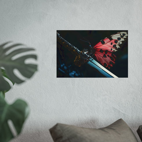 Cyborg Butterfly Perched Sword Poster