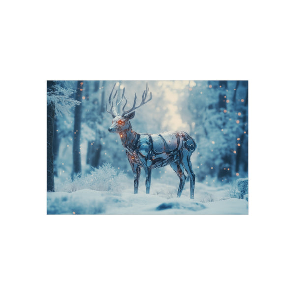 Cyborg Deer in Snowy Forest