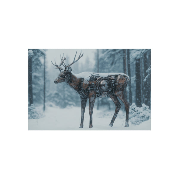 Cyborg Deer Roams Snowy Forest