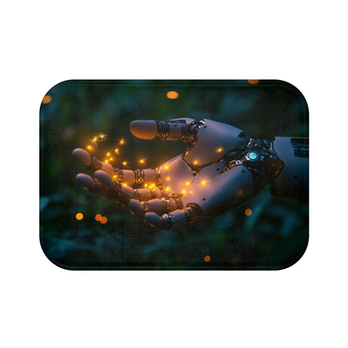 Cyborg Hand Fireflies Bath Mat
