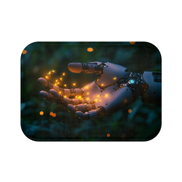 Cyborg Hand Fireflies Bath Mat