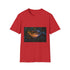 Cyborg Hand Holding Fireflies Graphic Unisex Softstyle T-Shirt - Red Variant