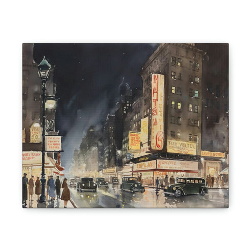 Vintage New York City skyline canvas art with Jazz Age vibes.