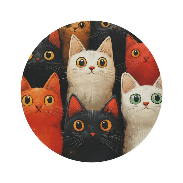 "Da Vinci's Feline Round Rug"