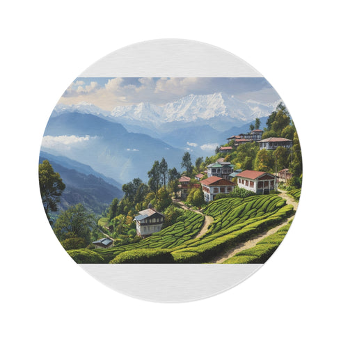 "Darjeeling Dream: Himalayan Round Rug"