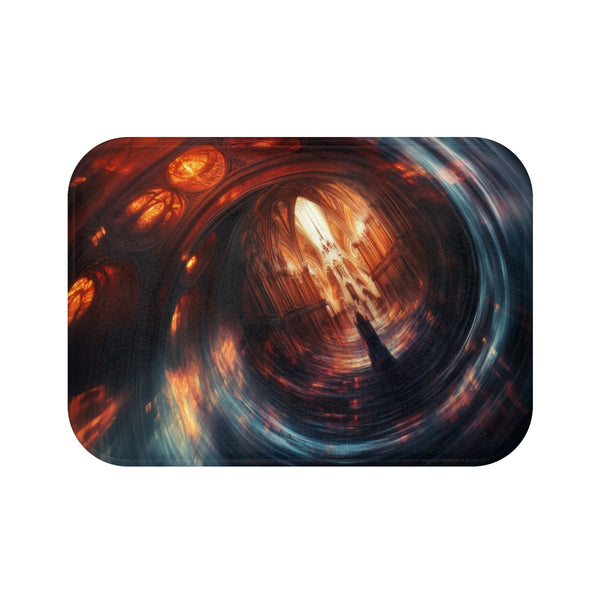 Data Vortex Swirling Through Cathedral (Edition IV) — Memory Foam Bath Mat — Top-Down Memory Foam Bath Mat View