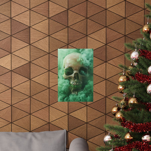 Deathly Green Biohazard skull poster, matte paper, 12" x 18".