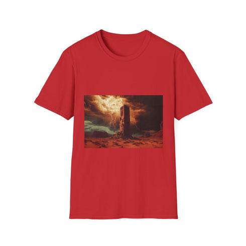 Desert Tower Carved from Lightning Graphic Unisex Softstyle T-Shirt - Red Variant