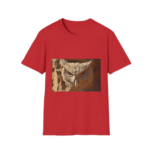 Desert Wind Forming Owl Face Graphic Unisex Softstyle T-Shirt - Red Variant