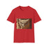 Desert Wind Forming Owl Face Graphic Unisex Softstyle T-Shirt - Red Variant