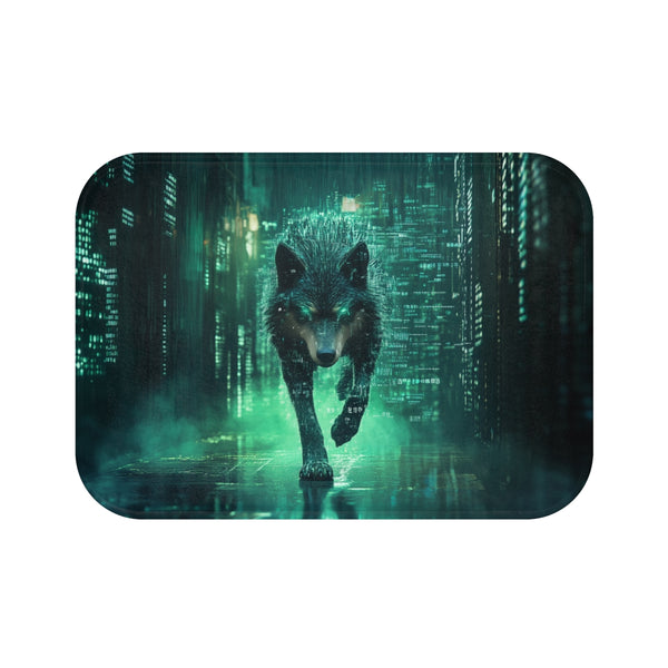 "Digital Cyber Wolf Bath Mat"