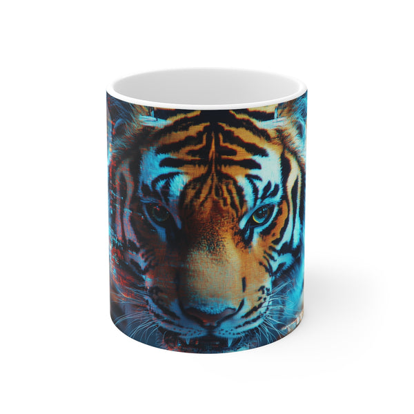 "Digital Glitch Tiger Coffee Mug"
