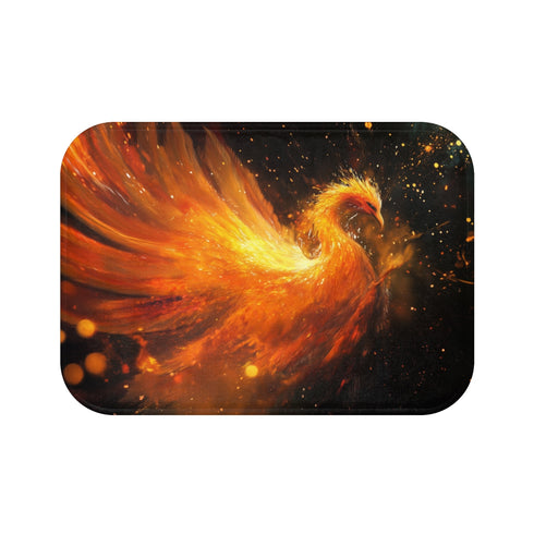 "Digital Phoenix Inspired Rebirth Bath Mat"