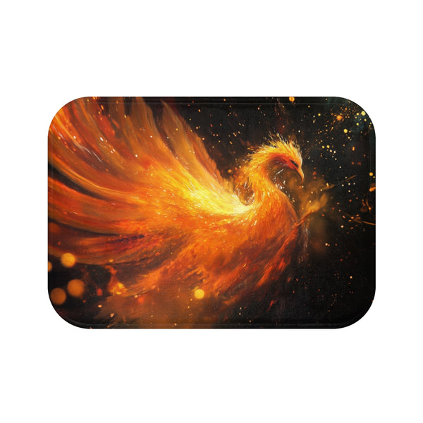 "Digital Phoenix Inspired Rebirth Bath Mat"