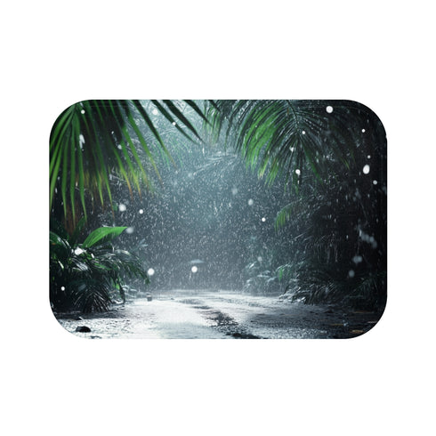 "Digital Snow Tropical Jungle Bathmat"