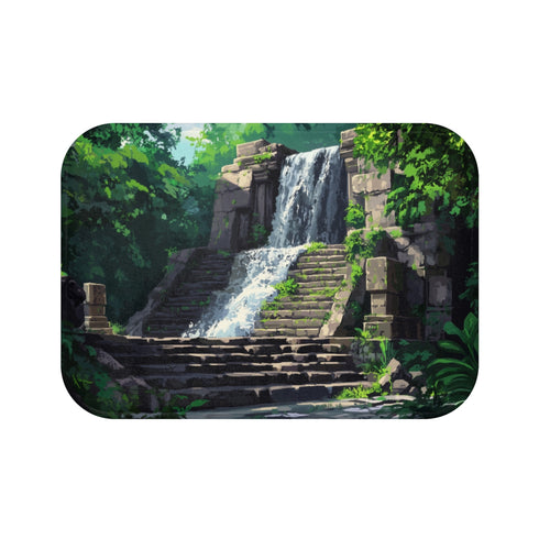 "Digital Waterfall Bath Mat Ruins"