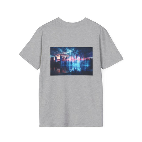Digital Waterfall Skyline T-shirt Design