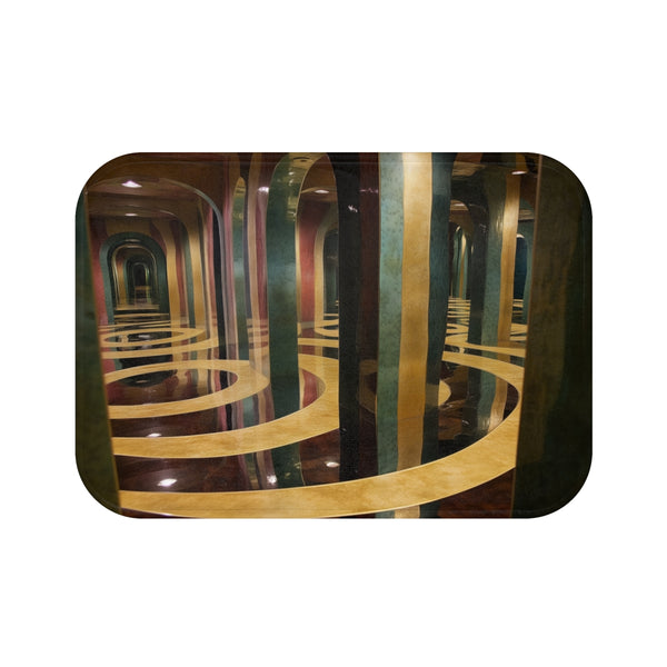 "Dimension-Inspired Reflective Bath Mat"
