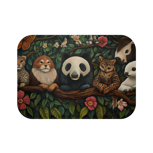 Diverse Group of Animals Living Luxury Memory Foam Bath Mat - Top View