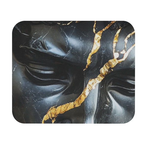 Divine Head Black Marble Gold Mouse Pad