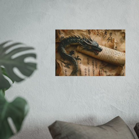 Dragon Ink Wrapping Ancient Scroll