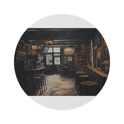"Dreary English Pub Round Rug"