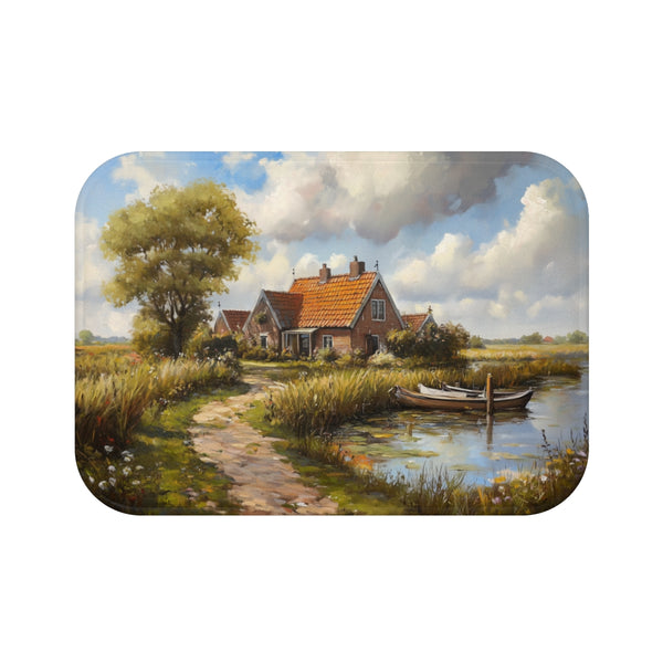 "Dutch Countryside Painting Bath Mat"