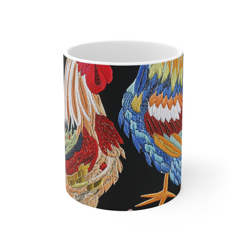 "Dynamic Duo Rooster Coffee Mug"