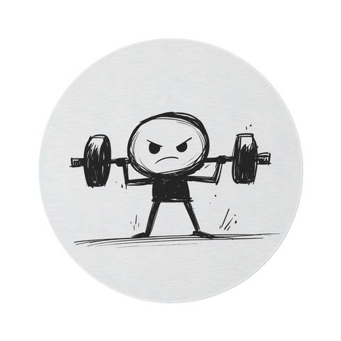 "Dynamic Stickman Weightlifting Round Rug"