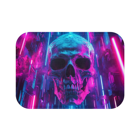 "Dystopian Tower Bones Neon Bathmat"