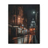 Belfast nightscape canvas print with city lights and bridge reflection.